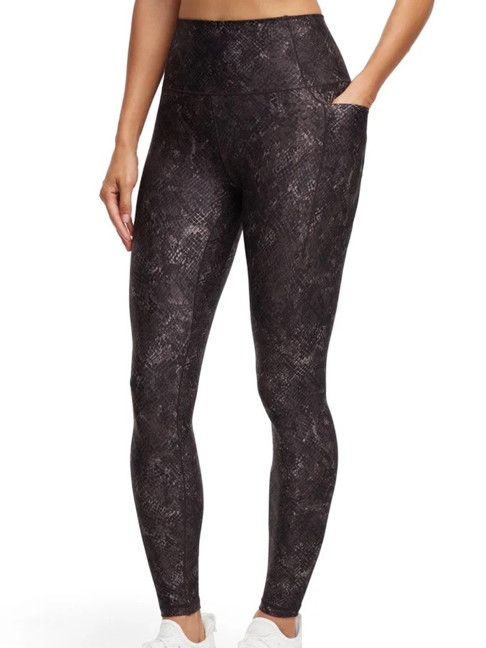 Lifetime Fitness High-Rise Snake Print Leggings with Pocket - Black